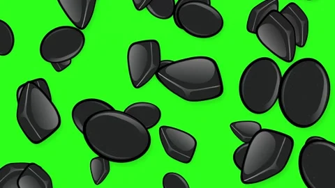 Abstract Black Geometric Objects Falling Against a Bright Green Stock Footage 344936777