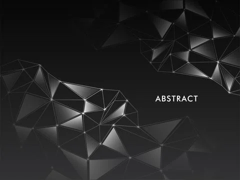 Abstract Black Geometric Polygon Background with Dot Lines. Stock Illustration