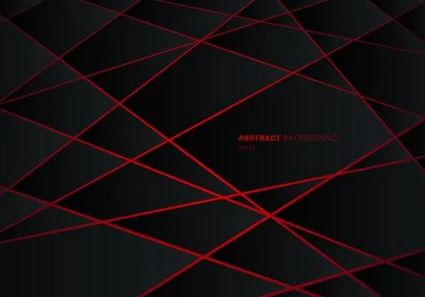 Abstract black geometric polygon on red laser light neon futuristic technolog Stock Illustration
