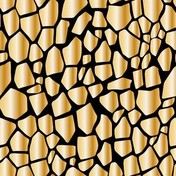 Abstract black geometric seamless pattern with gold fragments. Vector background Illustrazione stock