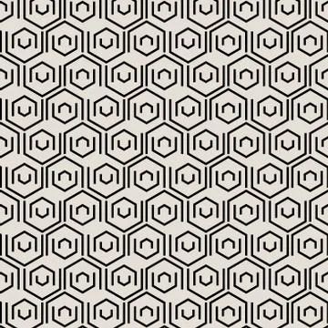 Abstract black geometric tiles pattern with hexagonal elements. 스톡 일러스트