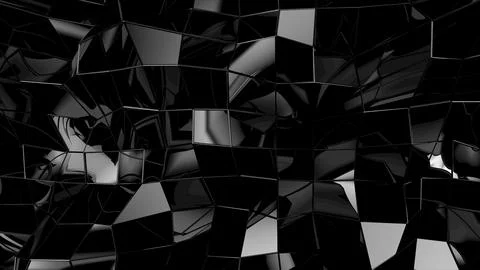 Abstract black geometric uneven bumpy surface with kinks from glossy blocks Stock Photos