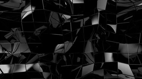 Abstract black geometric uneven bumpy surface with kinks from glossy blocks Stock Photos