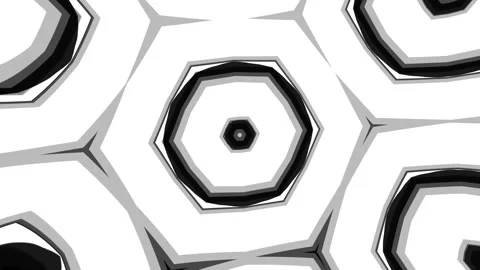 Abstract Black Gray and White Kaleidoscope Pattern with Rotating Geometric Forms Stock Footage 340017855