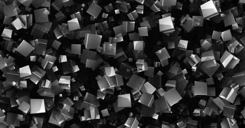 Abstract black gray cube geometric background. 3d image, selective focus. copy Stock Illustration