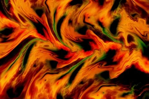 Abstract black, green and orange swirly texture. Fantasy fractal background.  Stock Illustration