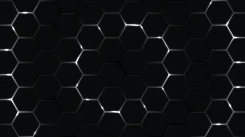 Abstract black grid background with honeycomb hexagons with light lines. Bl.. Stock Footage 317455745
