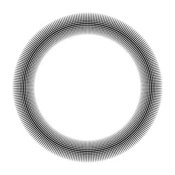 Abstract Black Halftone Circle Frame Border Vector With Radial Dots 库存插图