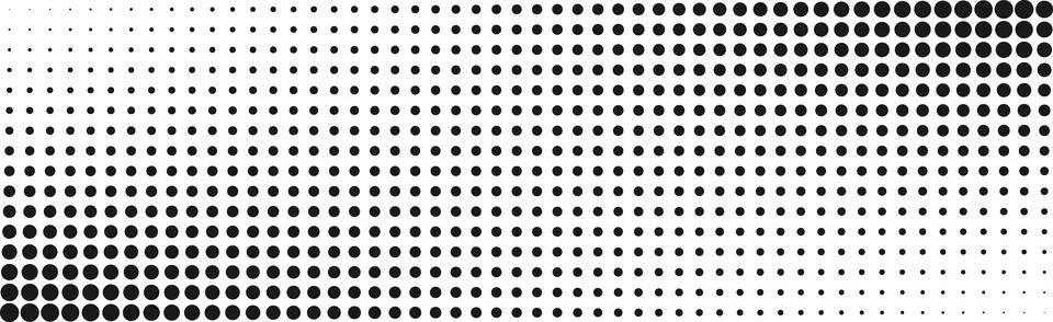 Abstract black halftone dot pattern with a diagonal gradient transition, Mo.. Stockillustratie