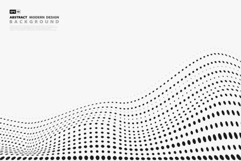 Abstract black halftone dots pattern design cover on white background. Stock Illustration