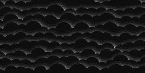 Abstract black halftone pattern background with curved gradient dots forming 스톡 일러스트