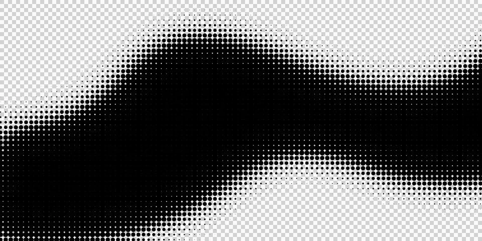 Abstract black halftone wave pattern isolated on a transparent background イラスト素材