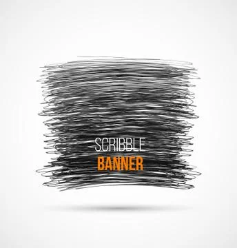 Abstract black hand-drawn scribble banner Stock Illustration