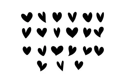 Abstract black heart pattern on white background. Vector icon design. Stock Illustration