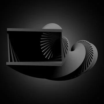 Abstract black helix object, 3 d render Stockillustratie