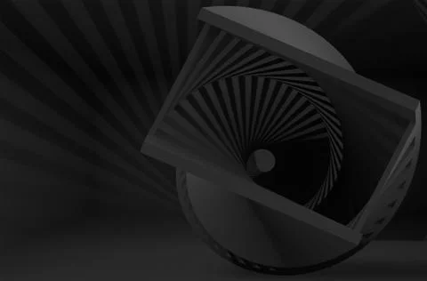 Abstract black helix object in dark 库存插图