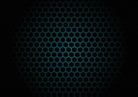 Abstract black hexagon mesh pattern on blue glowing background and texture Stock Illustration