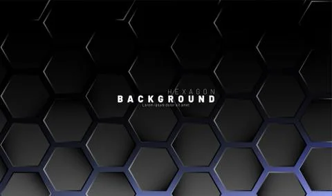 Abstract black hexagon pattern on blue neon background technology style. Hone Illustrazione stock