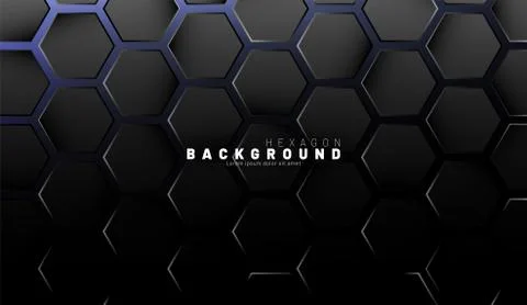 Abstract black hexagon pattern on blue neon background technology style. Hone Stock Illustration