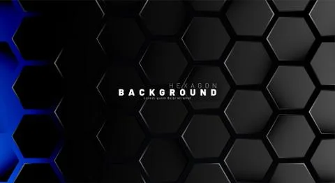 Abstract black hexagon pattern on blue neon background technology style. Hone Stock Illustration