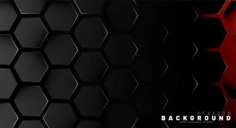 Abstract black hexagon pattern on neon gradient orange background technology  스톡 일러스트
