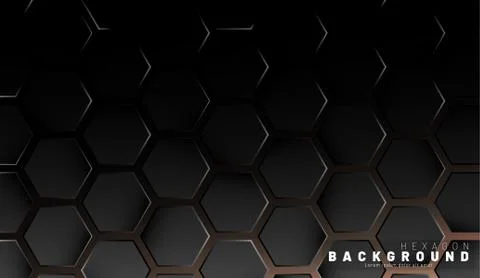 Abstract black hexagon pattern on neon gradient orange background technology  스톡 일러스트