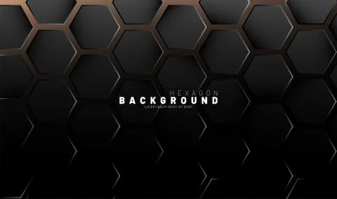 Abstract black hexagon pattern on neon gradient orange background technology  Stock Illustration