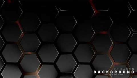 Abstract black hexagon pattern on a technology style of neon gradient backgro Stock Illustration