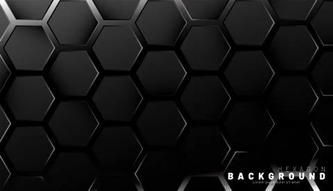 Abstract black hexagon pattern on a technology style of neon gradient backgro Stock Illustration