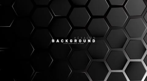 Abstract black hexagon pattern on a technology style of neon gradient backgro Stock Illustration