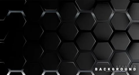 Abstract black hexagon pattern on a technology style of neon gradient backgro Stock Illustration