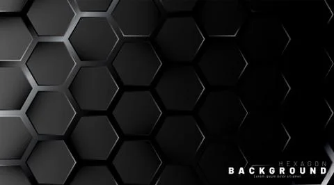 Abstract black hexagon pattern on a technology style of neon gradient backgro Stock Illustration