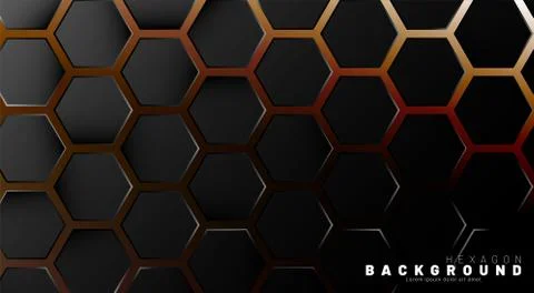 Abstract black hexagon pattern on a technology style of neon gradient backgro Stock Illustration