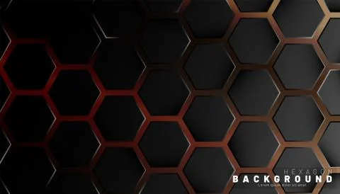 Abstract black hexagon pattern on a technology style of neon gradient backgro Illustrazione stock