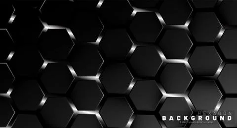 Abstract black hexagon pattern on a technology style of neon gradient backgro Stock Illustration