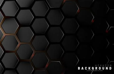 Abstract black hexagon pattern on a technology style of neon gradient backgro Stock Illustration