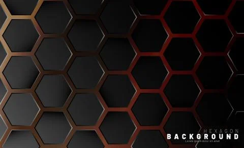 Abstract black hexagon pattern on a technology style of neon gradient backgro Stock Illustration