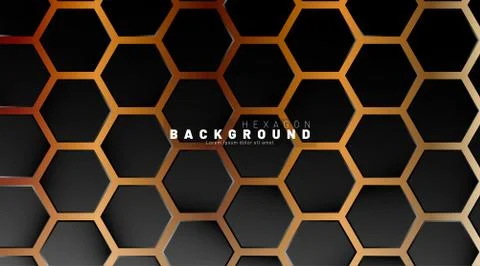 Abstract black hexagon pattern on a technology style of neon gradient backgro Stock Illustration