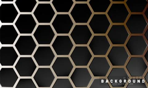 Abstract black hexagon pattern on a technology style of neon gradient backgro Illustrazione stock