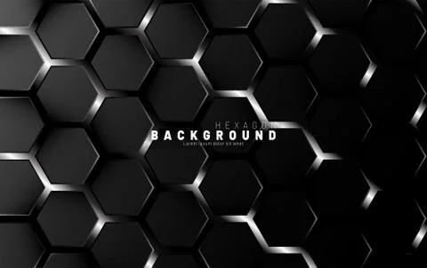 Abstract black hexagon pattern on a technology style of neon gradient backgro Stock Illustration