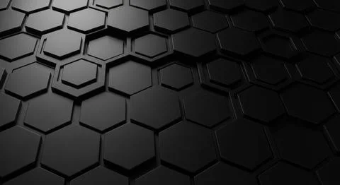 Abstract black hexagonal pattern texture with 3d depth and gradient lighting Stockillustratie