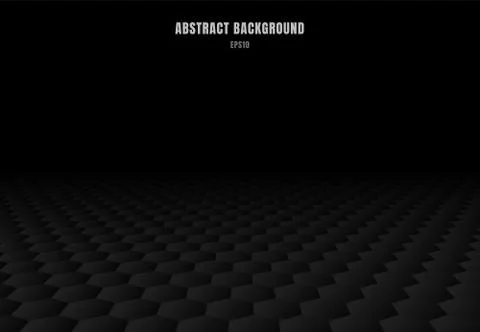 Abstract black hexagons pattern perspective background and texture with copy Stock Illustration