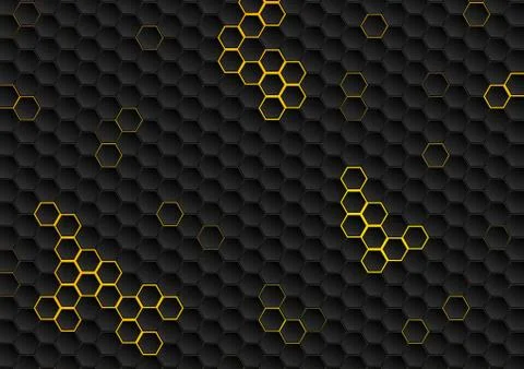 Abstract black hexagons tech geometric background Stock Illustration