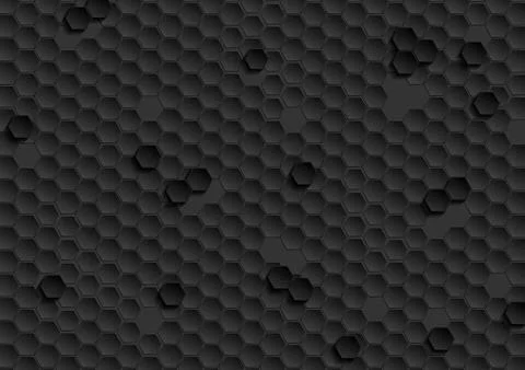 Abstract black hexagons tech geometric background Stock Illustration