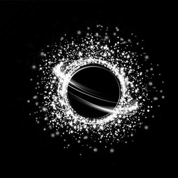 An Abstract Black Hole with Sparkles Set Against a Cosmic Art Background Stock Illustration