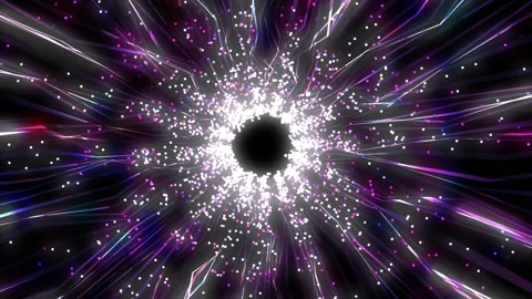 Abstract black hole vortex with glowing pink and white data streams and par.. Stock Footage 317340709
