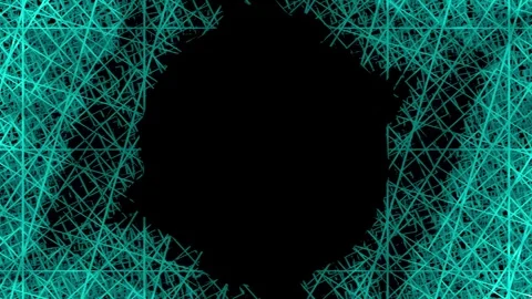 Abstract black hole vortex in glowing neon blue grid digital space background Stock Footage 332867480