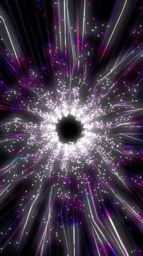 Abstract black hole vortex with glowing pink and white data streams and par.. Stock Illustration