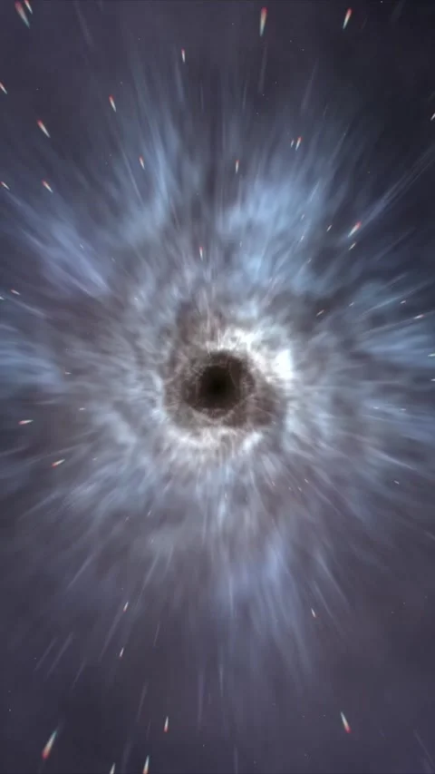 Abstract black hole vortex tunnel with glowing particles exploding  Stock-Footage 337402228