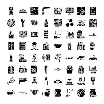 Abstract black icons set representing diverse concepts Stock Illustration